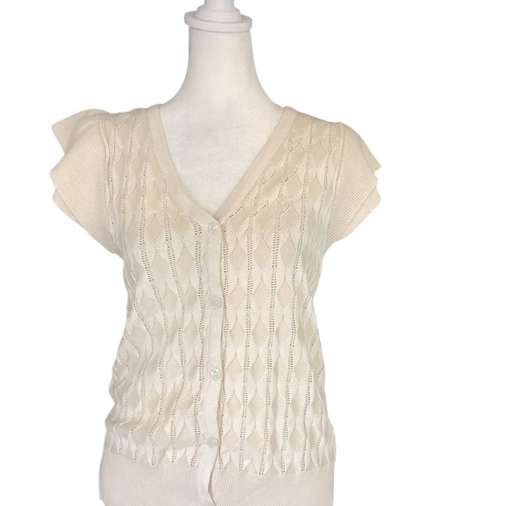 Philosophy Cream Knit Button-Up Blouse